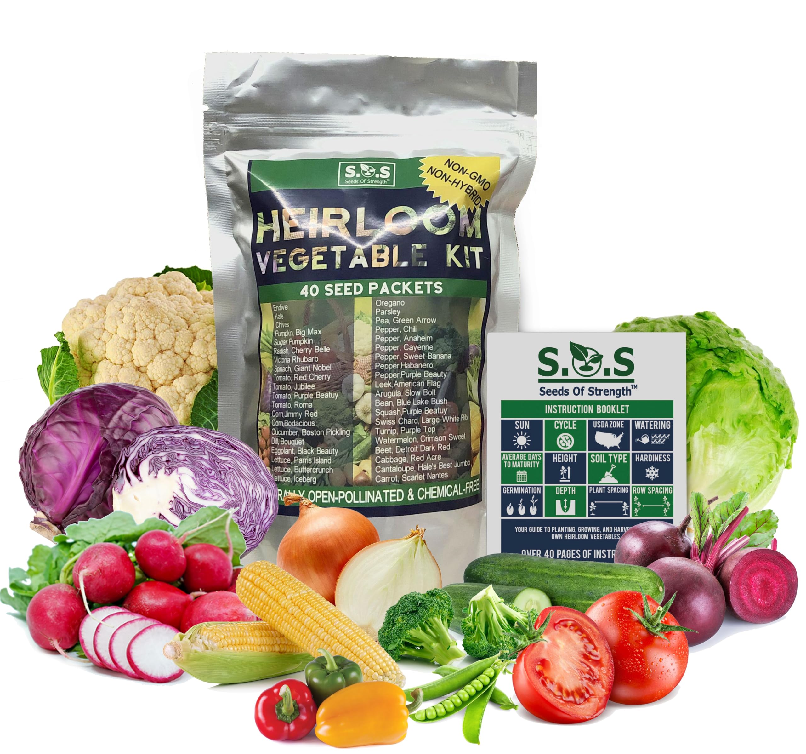 Seeds Of Strength starter seed kit harvest ready fruits and vegetables on a sunny patio