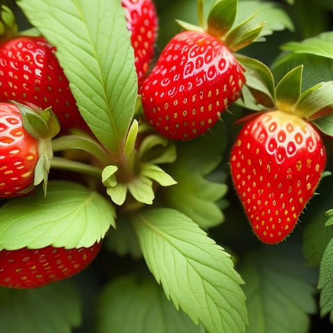 Seeds Of Strength strawberry plants growing in a lush home garden
