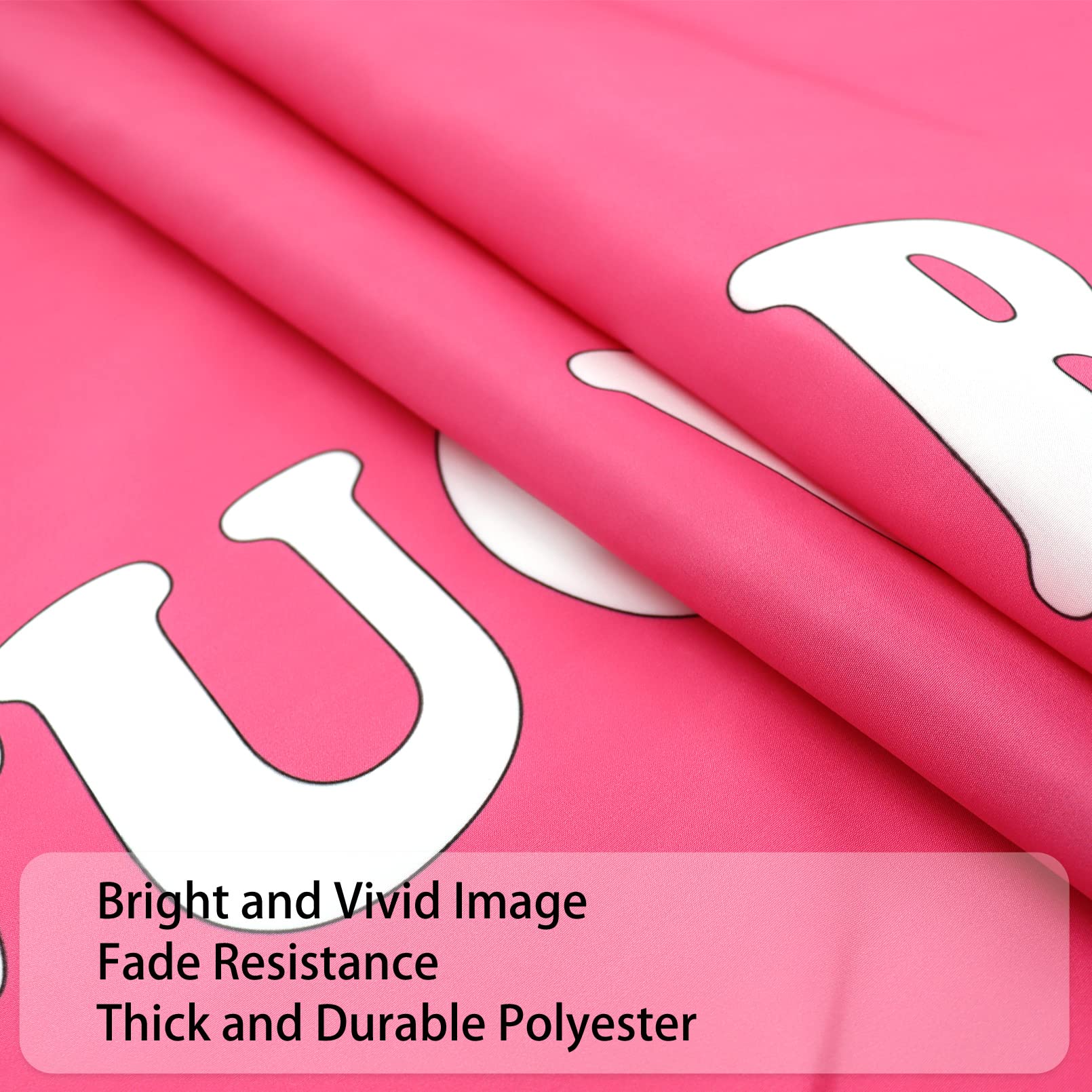 Seekamit pink flag close-up shows vibrant color and durable polyester.