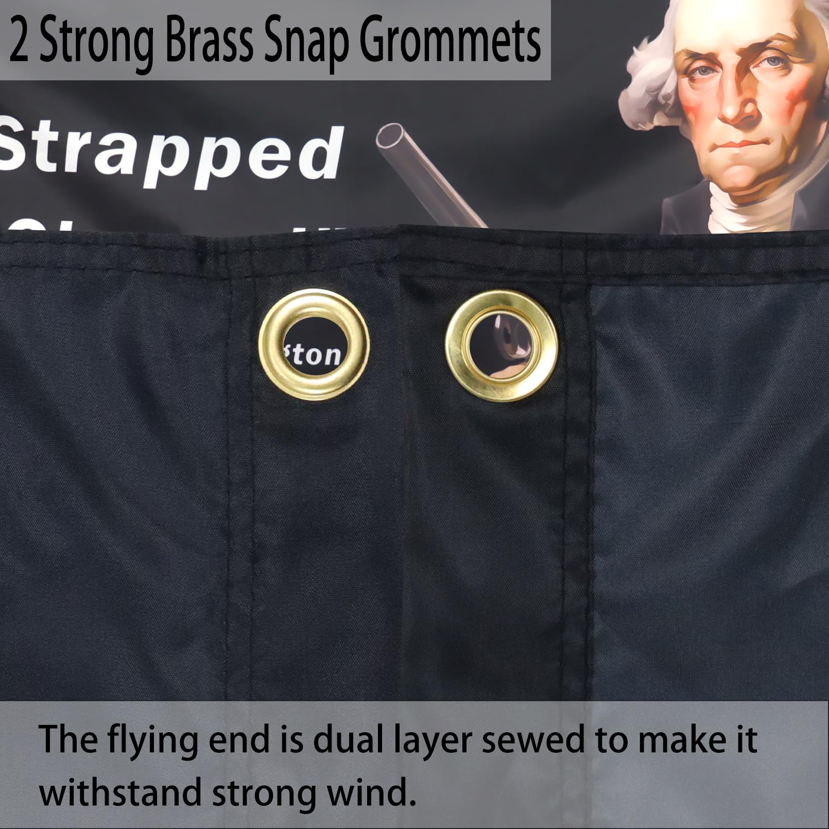 Seekamit Stay Strapped flag in dorm room setting enhances room vibe and humor