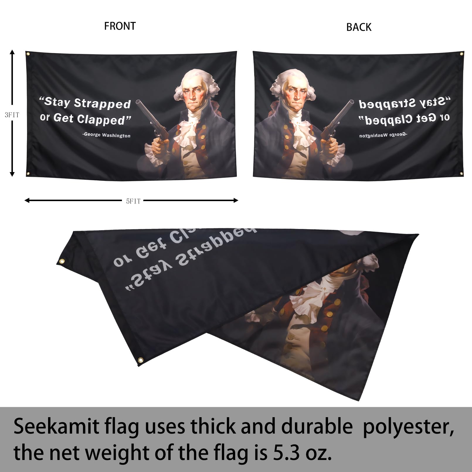 Seekamit Stay Strapped flag side view shows vibrant colors for outdoor display