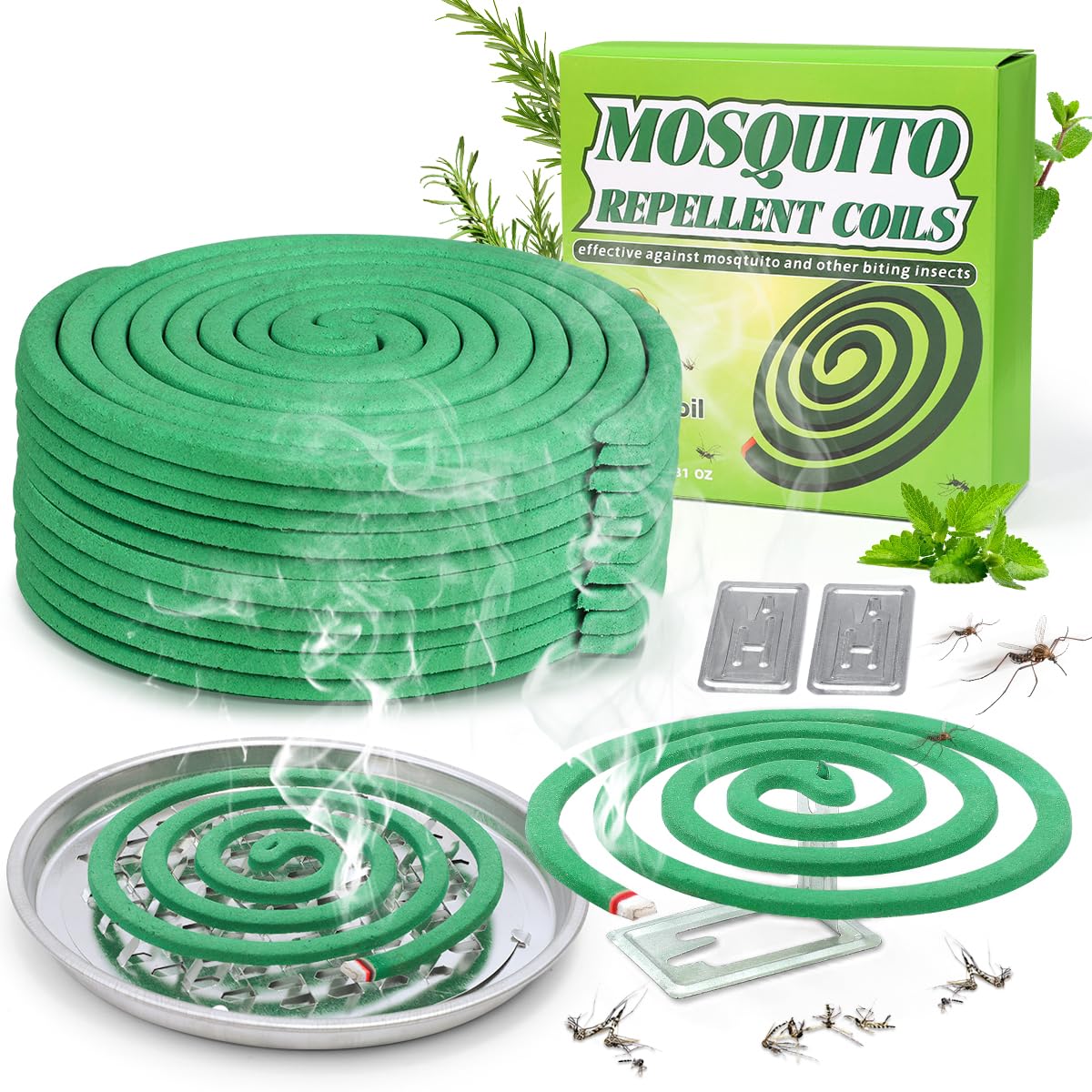 SEEKDIT 20-pack natural mosquito coils ready for outdoor protection.