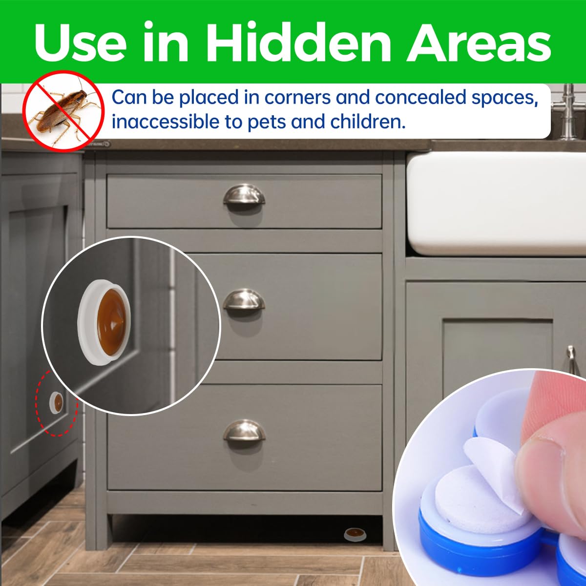 SEEKDIT invisible protection bait placement in pantry for discreet infestation control.