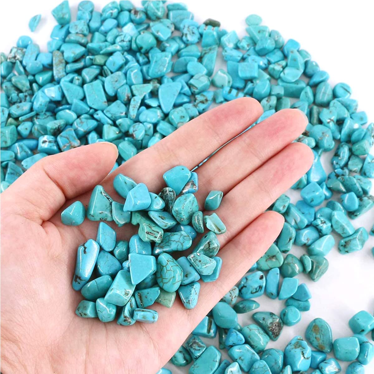 SEEKUP turquoise quartz pebbles in a vase for decorative display