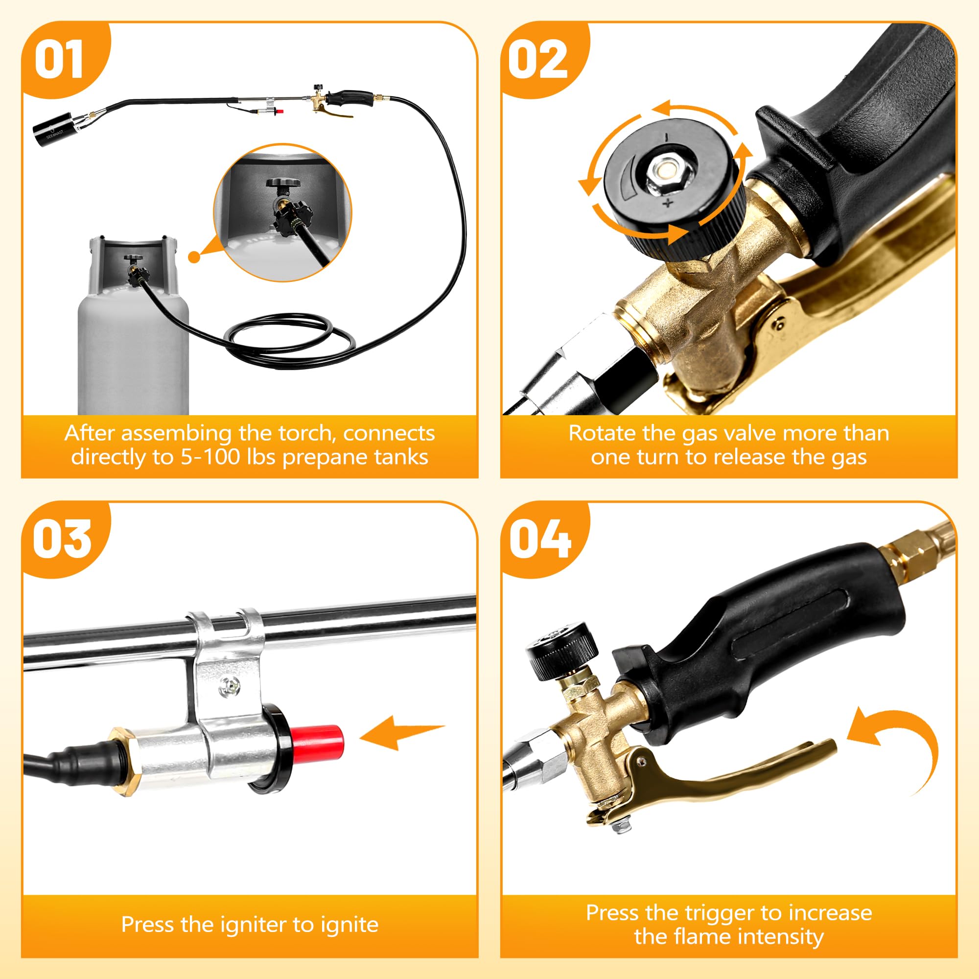 SeeNast propane torch brass valve provides precise, safe flame control.