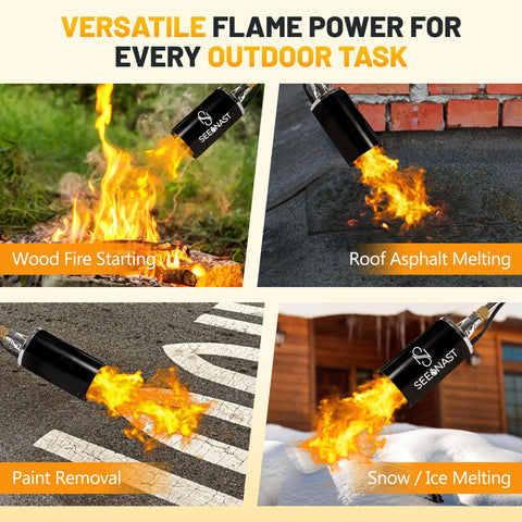 SeeNast propane torch ten-foot-hose enables flexible outdoor use.