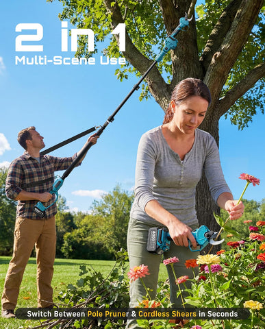 SEESII 2-in-1 pole pruner in handheld mode for close trimming