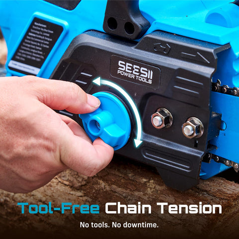 SEESII 40V 16-inch chainsaw tool-free tensioning for fast adjustments