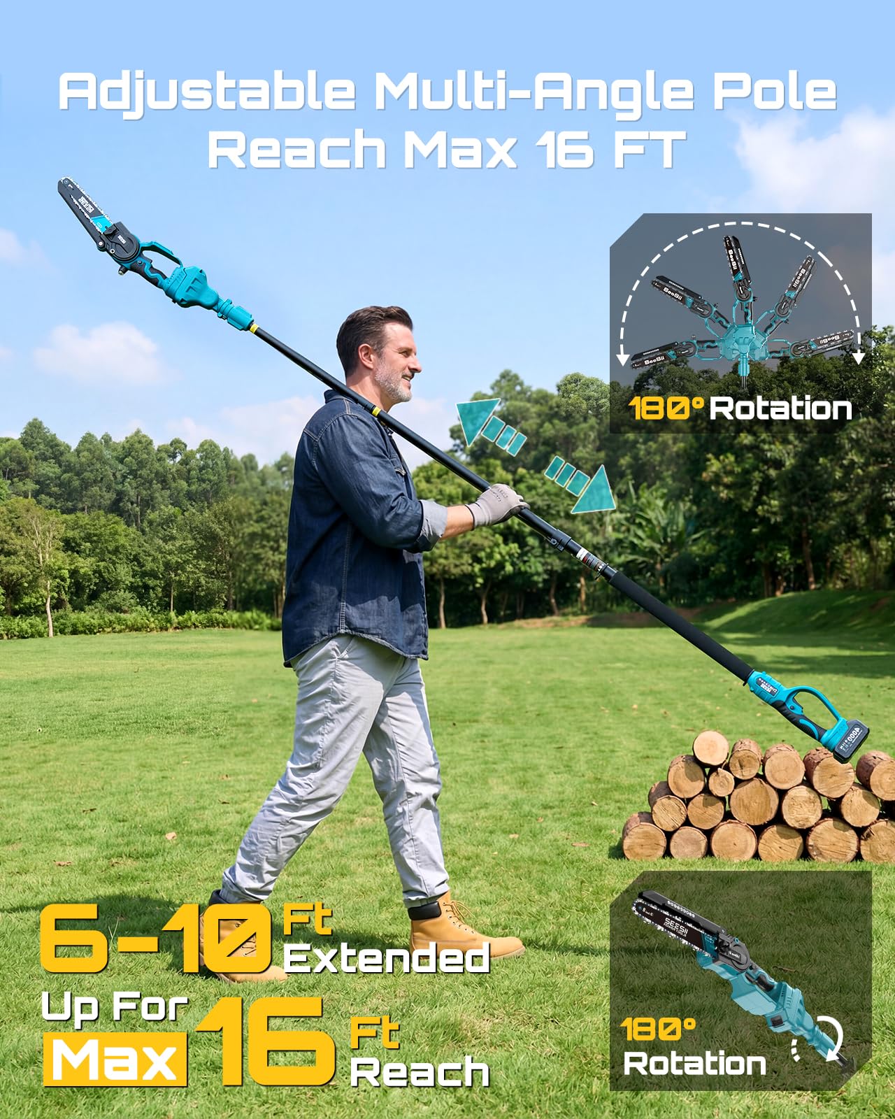 SEESII 8-inch guide bar supports precise cutting of small to medium limbs.