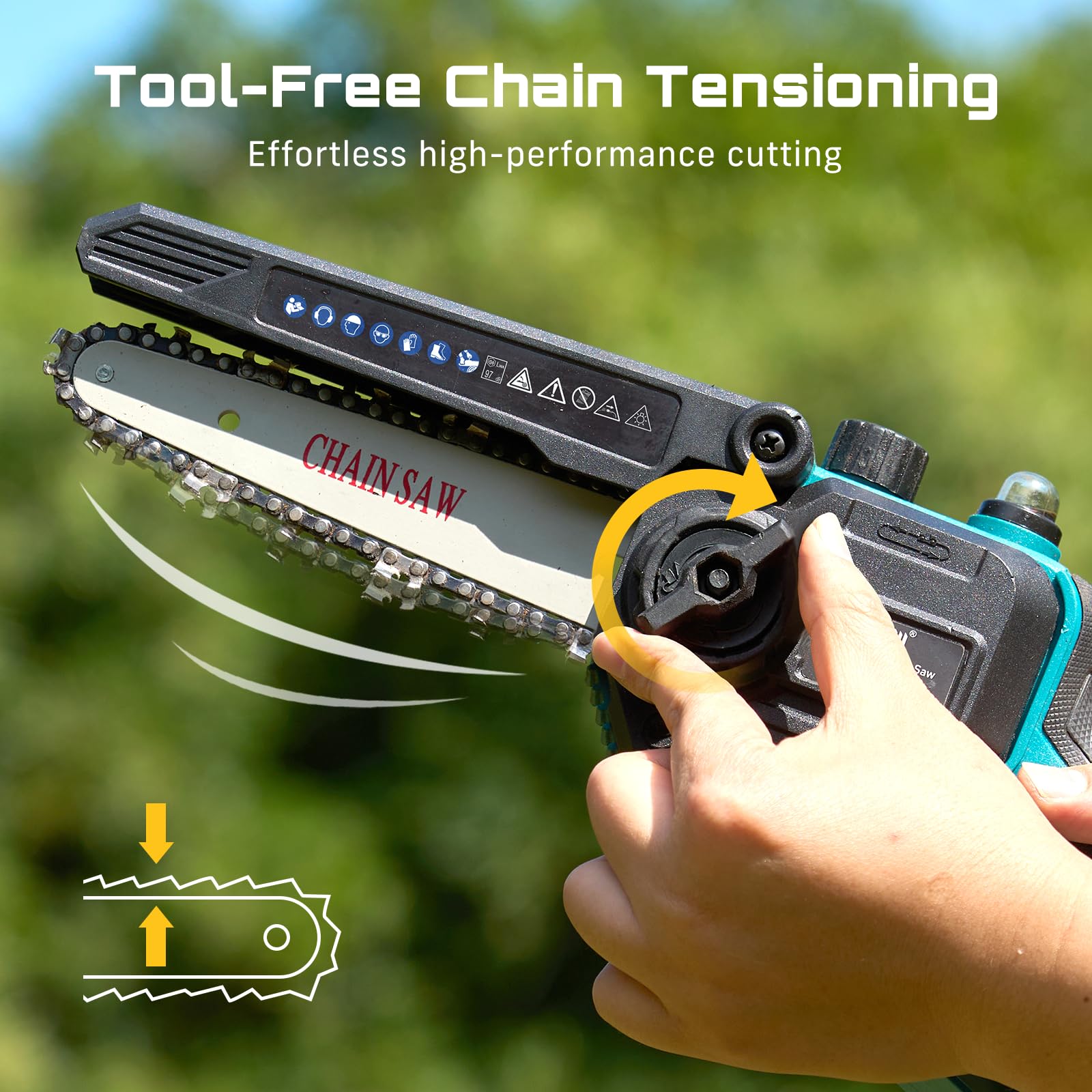 SEESII automatic oiling keeps the pole saw ready to cut.