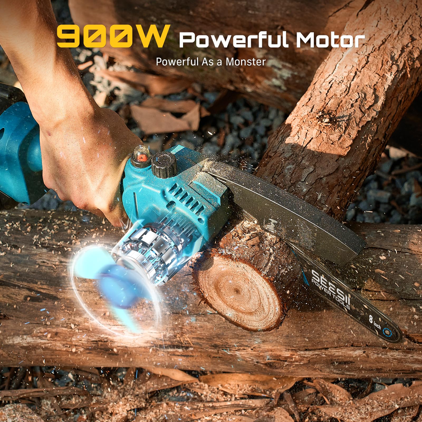 Dual 21V batteries provide extended use for longer cutting sessions.