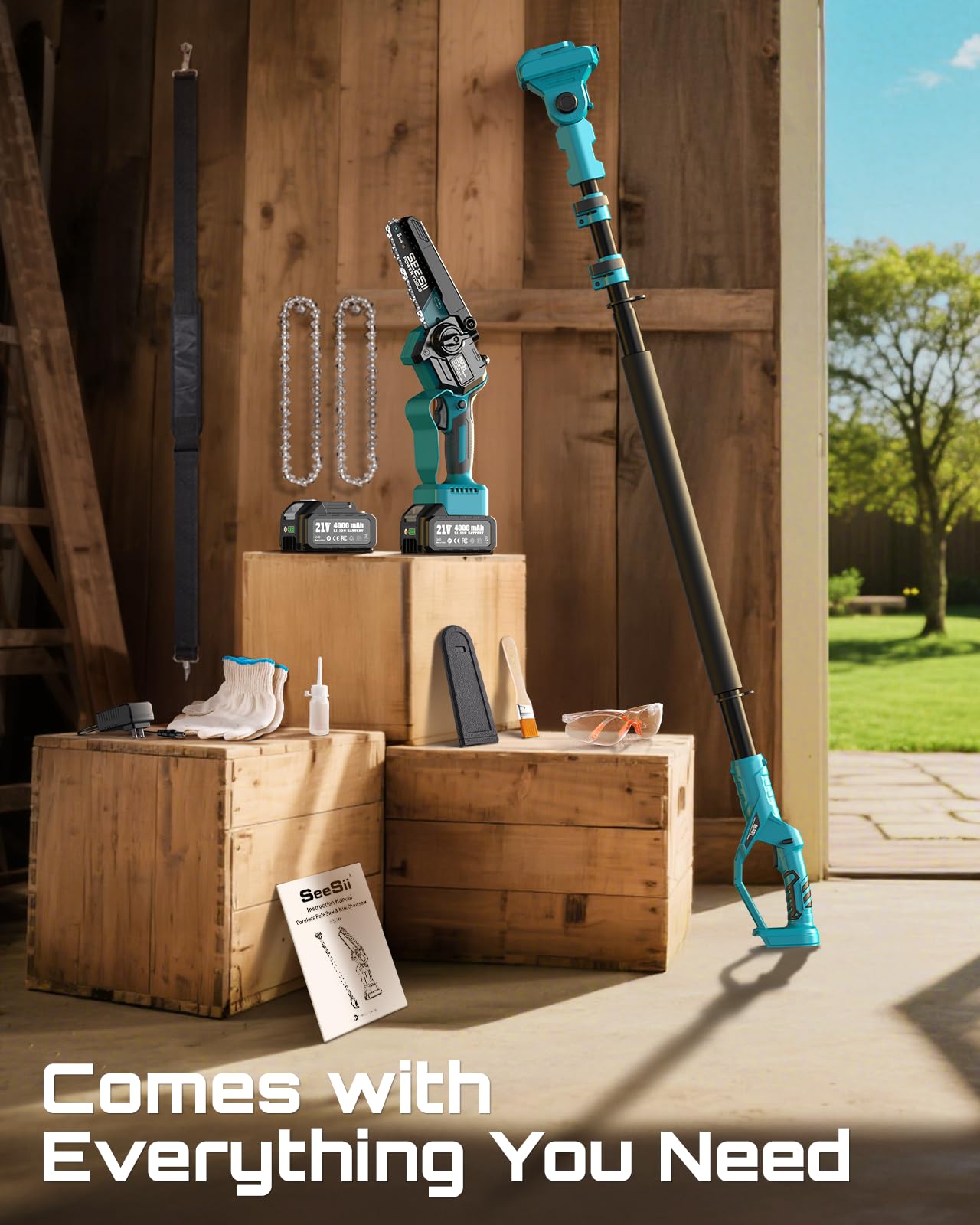 SEESII complete accessories kit included for immediate yard work