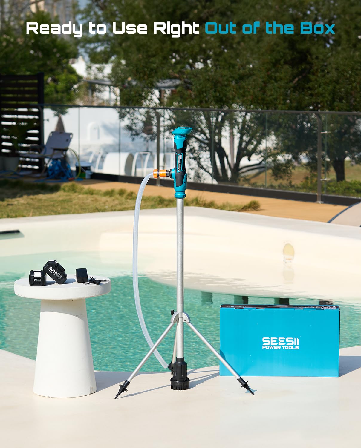 Seesii complete kit includes tripod, batteries and hose.