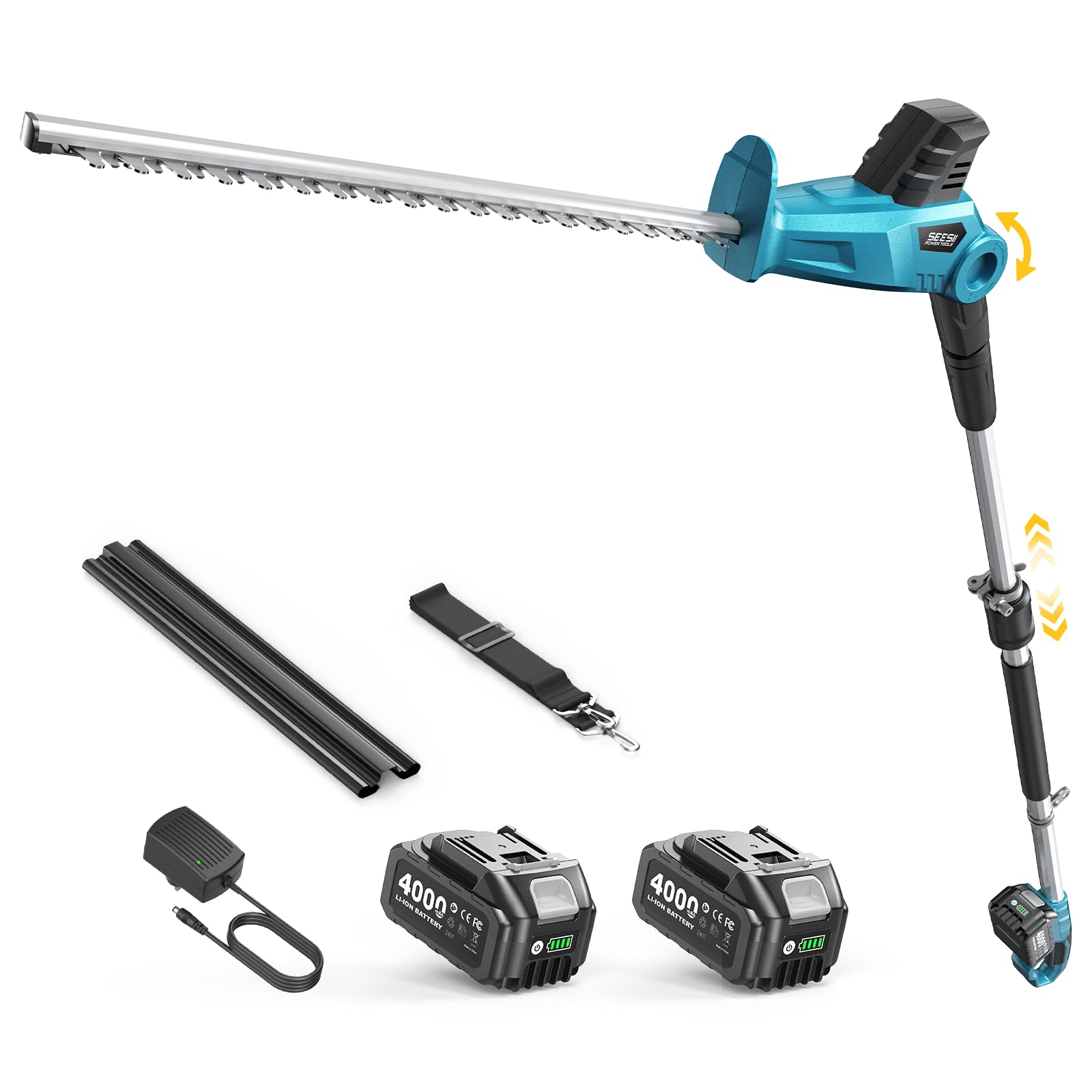Seesii cordless hedge trimmer with 20 inch blade for fast, clean cuts.