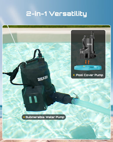 Seesii detachable base enables 2 in 1 pool cover and submersible use