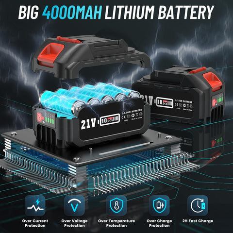 SEESII dual 4.0Ah batteries provide extended cordless operation.