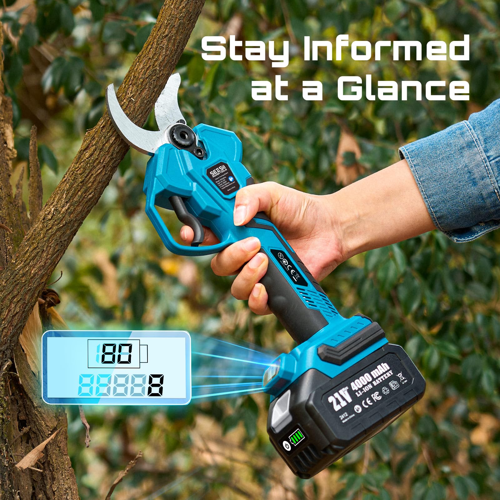 SEESII pruning shears safety lock and non-slip grip