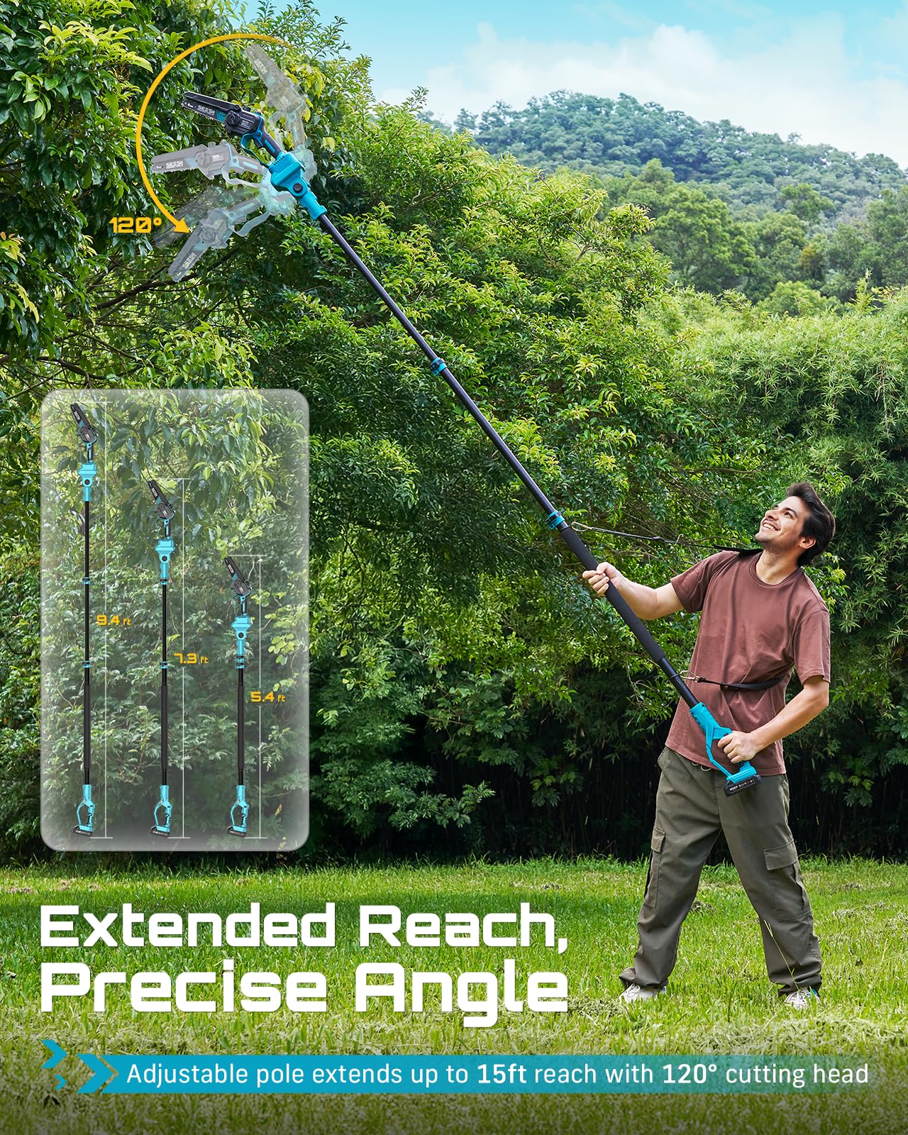 Seesii extension pole reaching tall branches from the ground