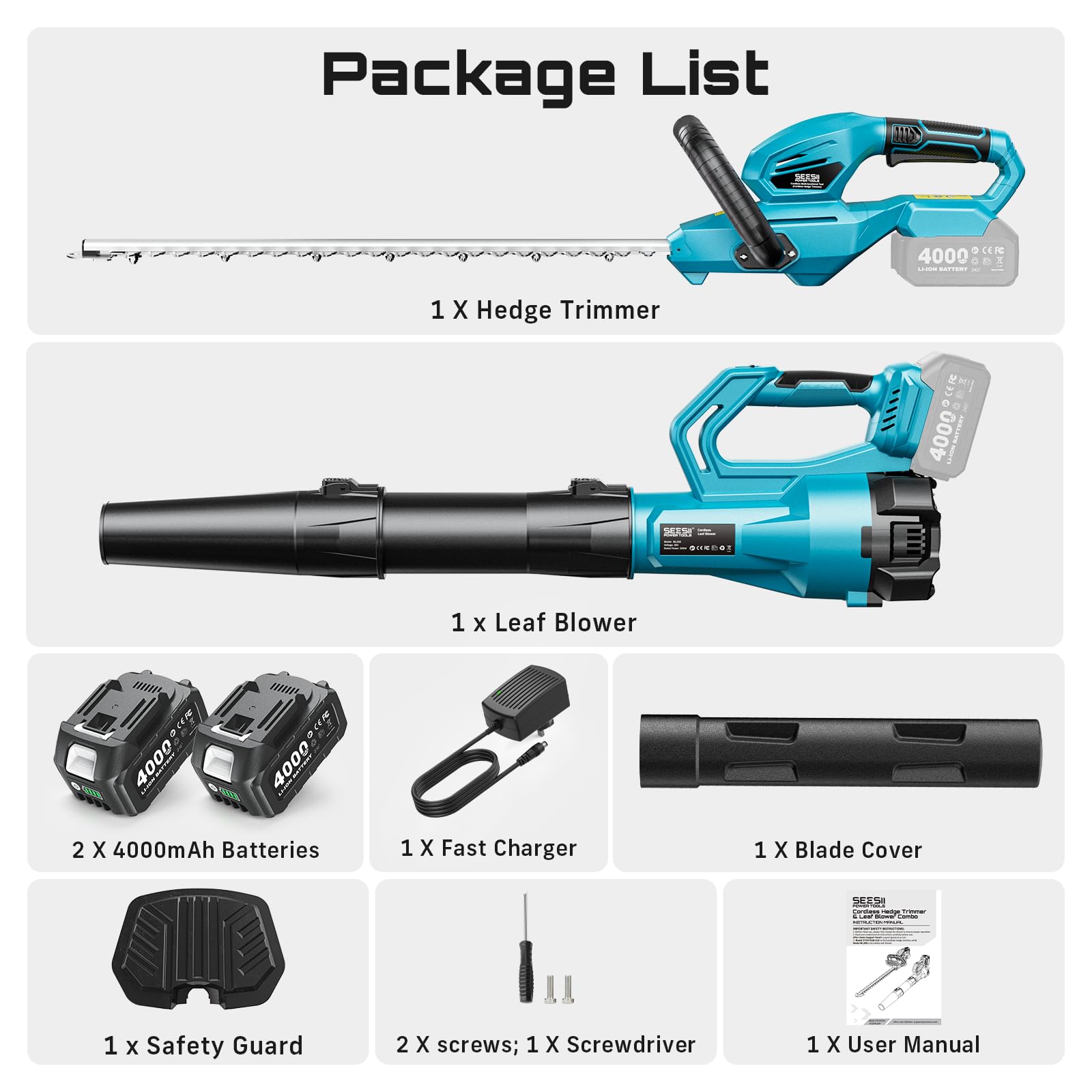 Full SEESII kit including batteries, charger, and accessories