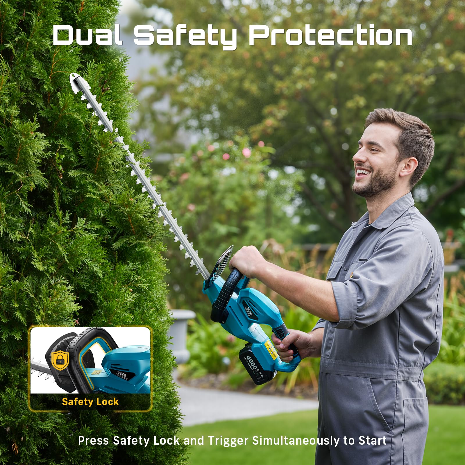 SEESII blade cover accessory for safe storage of the hedge trimmer blades.