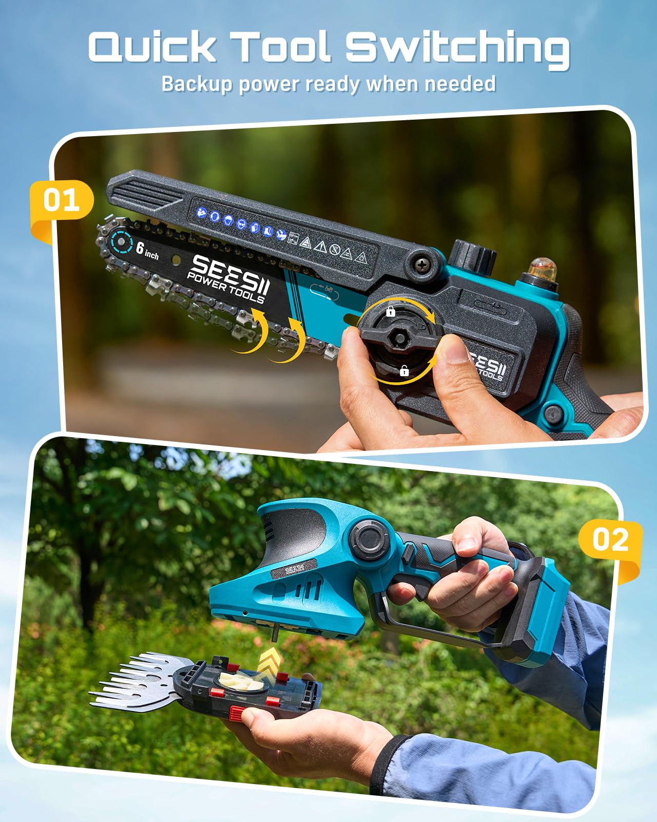 SEESII interchangeable blades for versatile yard work