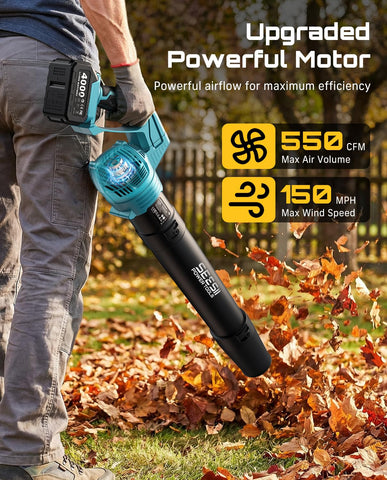 SEESII 550 CFM airflow clears heavy leaves quickly