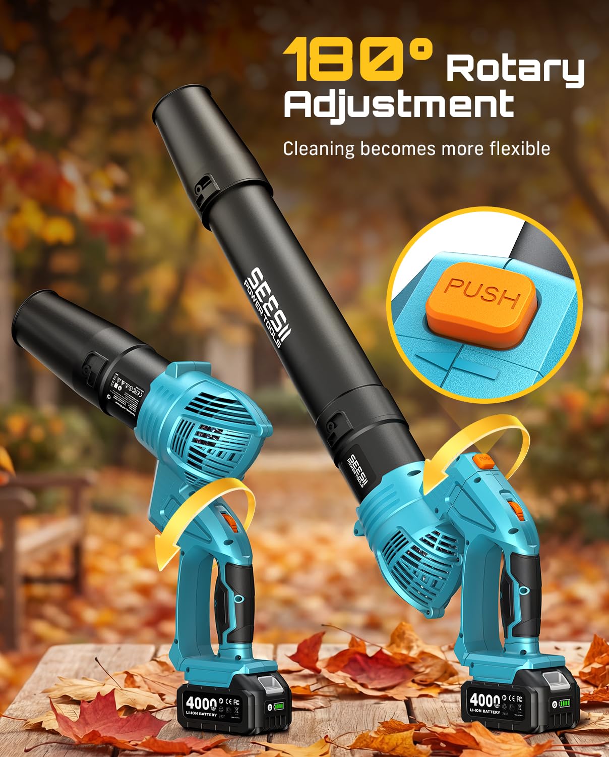 SEESII twin 4.0Ah batteries power long runtime for yard work