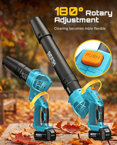 SEESII twin 4.0Ah batteries power long runtime for yard work