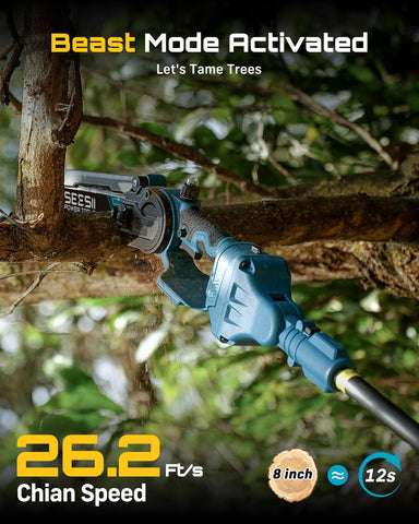 SEESII lightweight 3.6 lb mini chainsaw is easy for everyone.