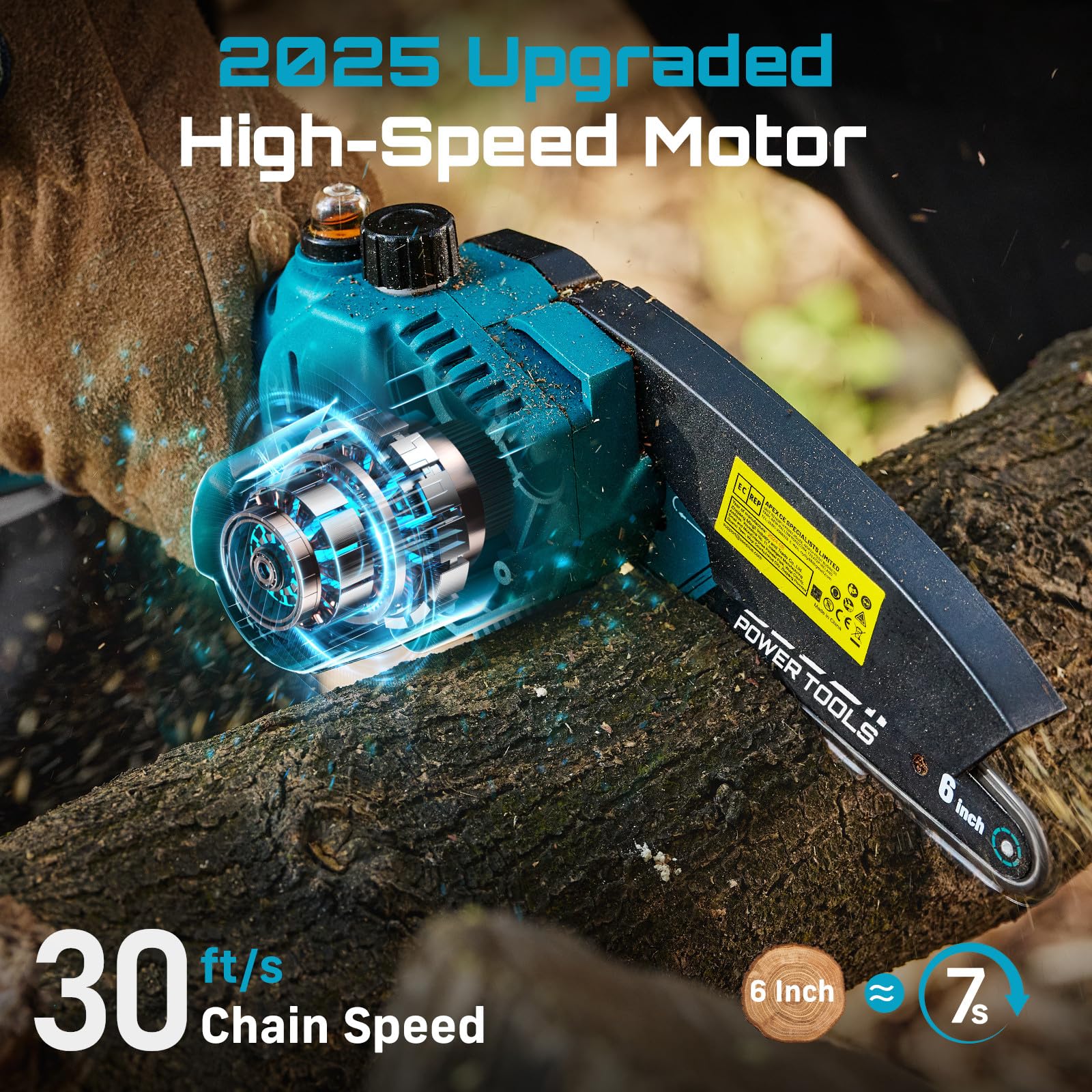 Seesii mini chainsaw dual battery pack supports longer runtime
