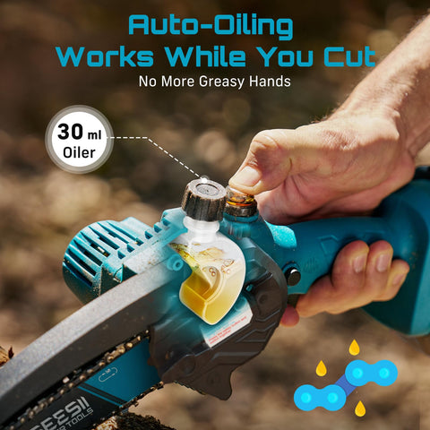 Seesii mini chainsaw oil pump provides smooth lubrication for clean cuts