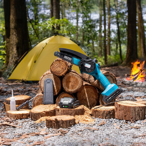 Seesii mini chainsaw quiet operation minimizes disturbance during work