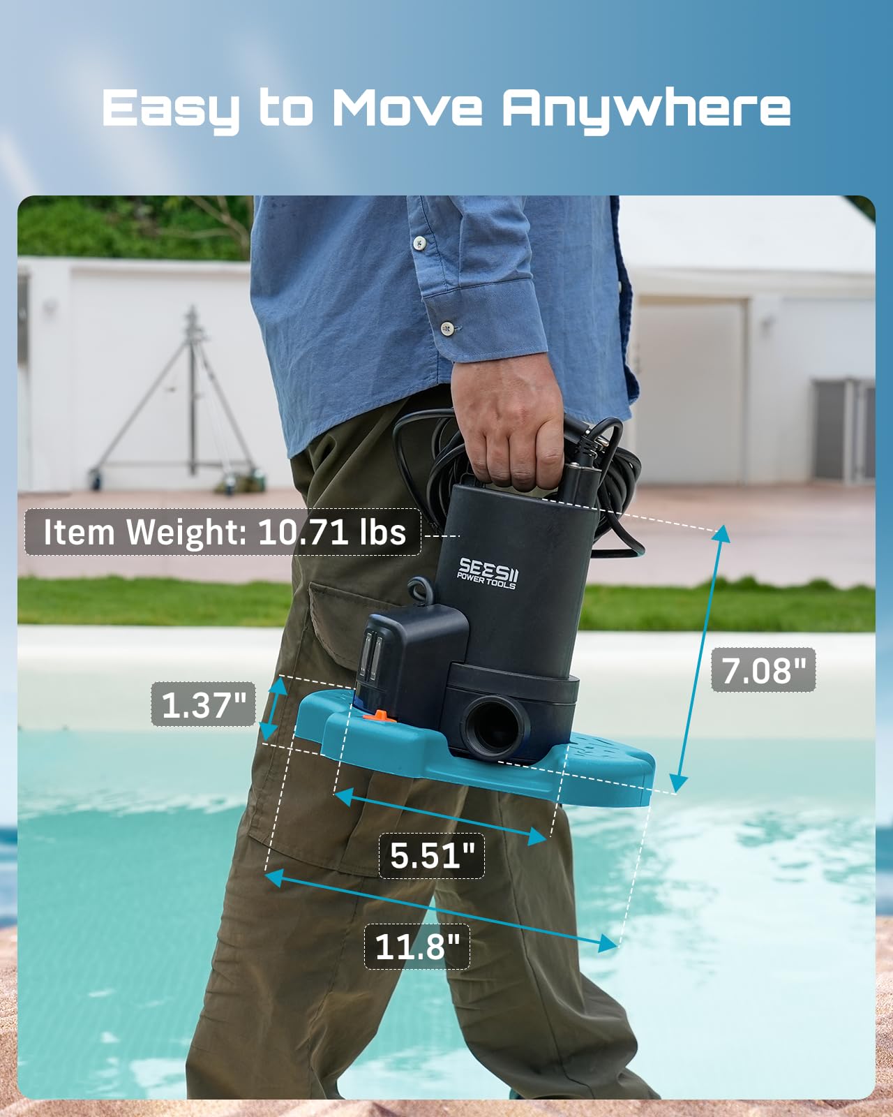 Seesii versatile drainage capabilities for pools, ponds, basements