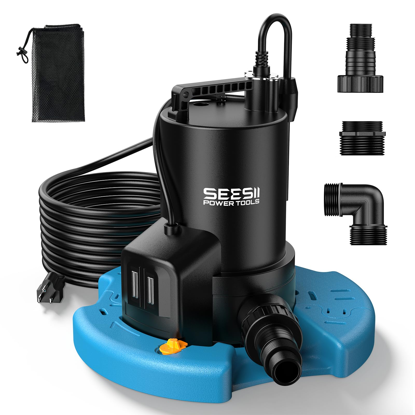 Seesii pool cover pump with automatic on/off keeps a covered pool dry and ready
