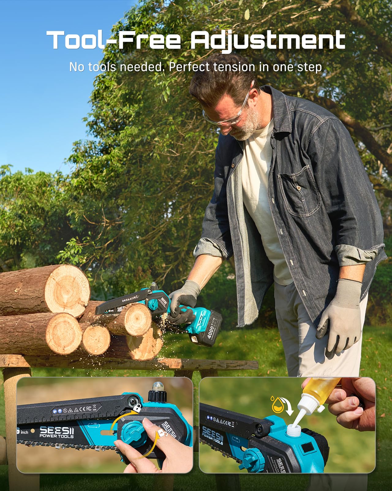 SEESII 6-inch bar handles thick limb trimming smoothly