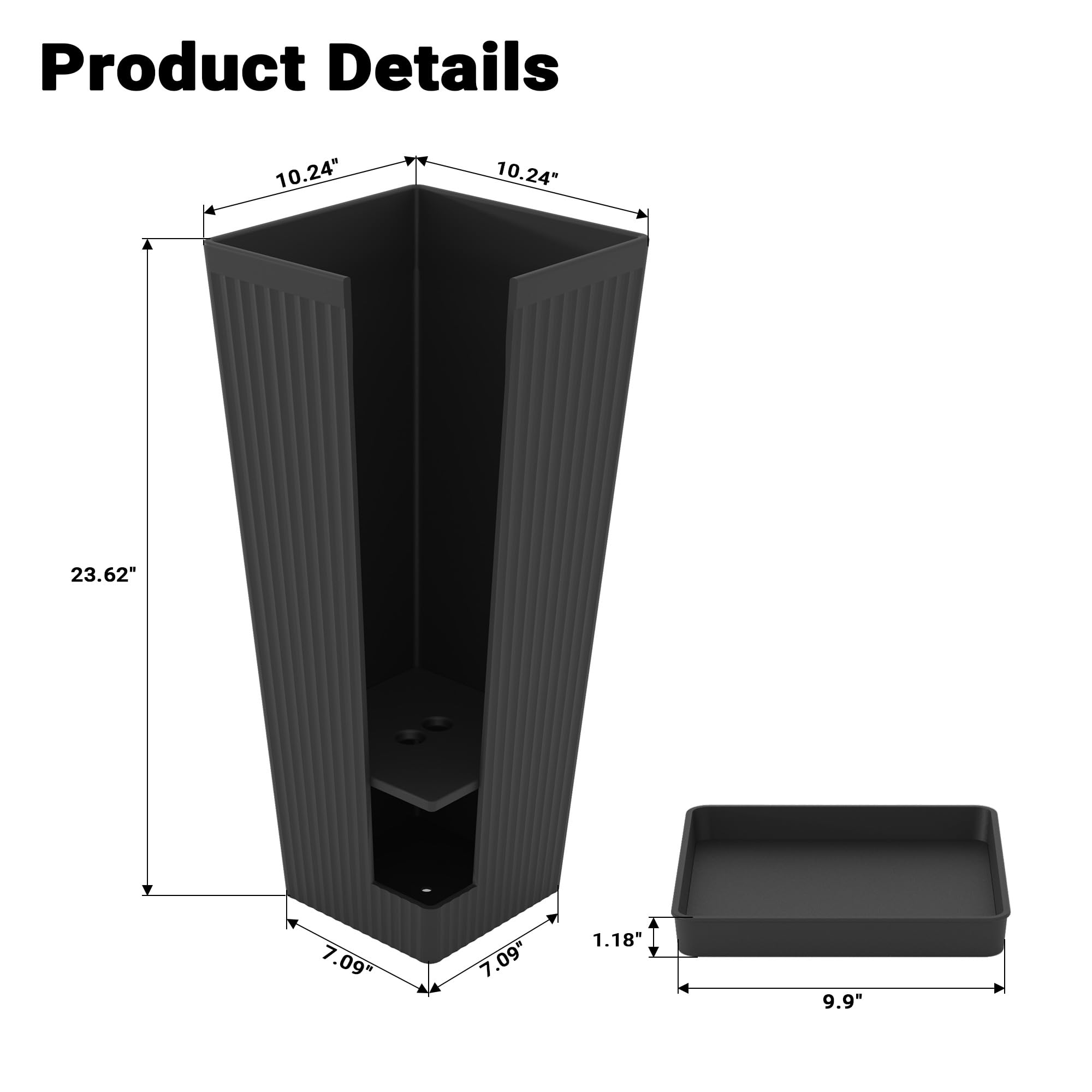 Seethmi tall planters side view emphasize stability in windy outdoor spaces.