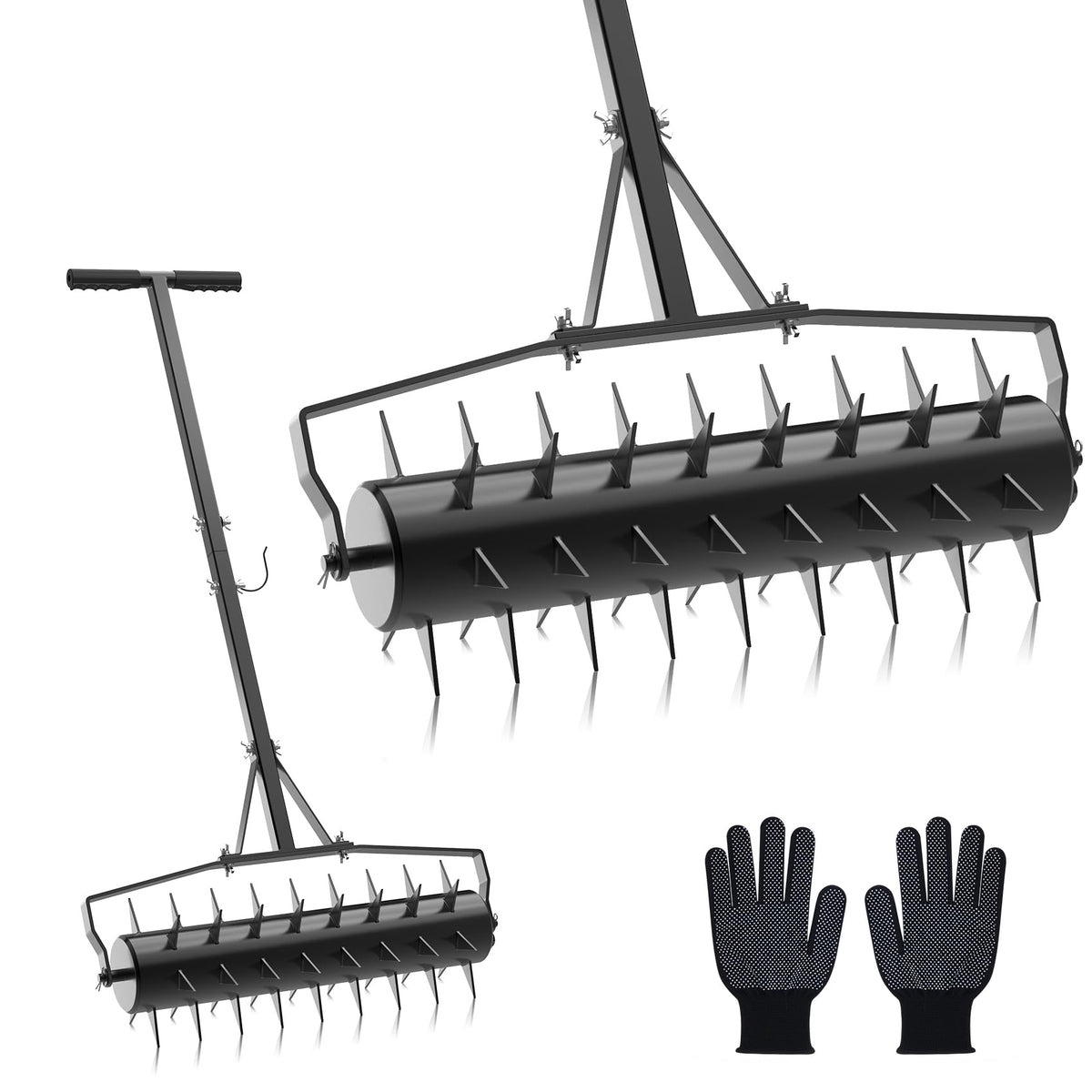 Seeutek 23-inch rolling lawn aerator ready for use with wide coverage