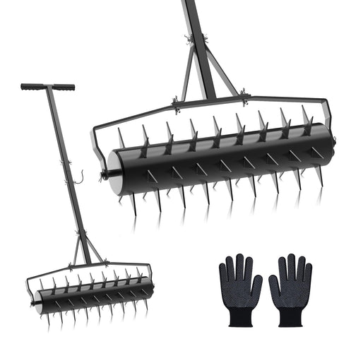 Seeutek 23-inch rolling lawn aerator ready for use with wide coverage