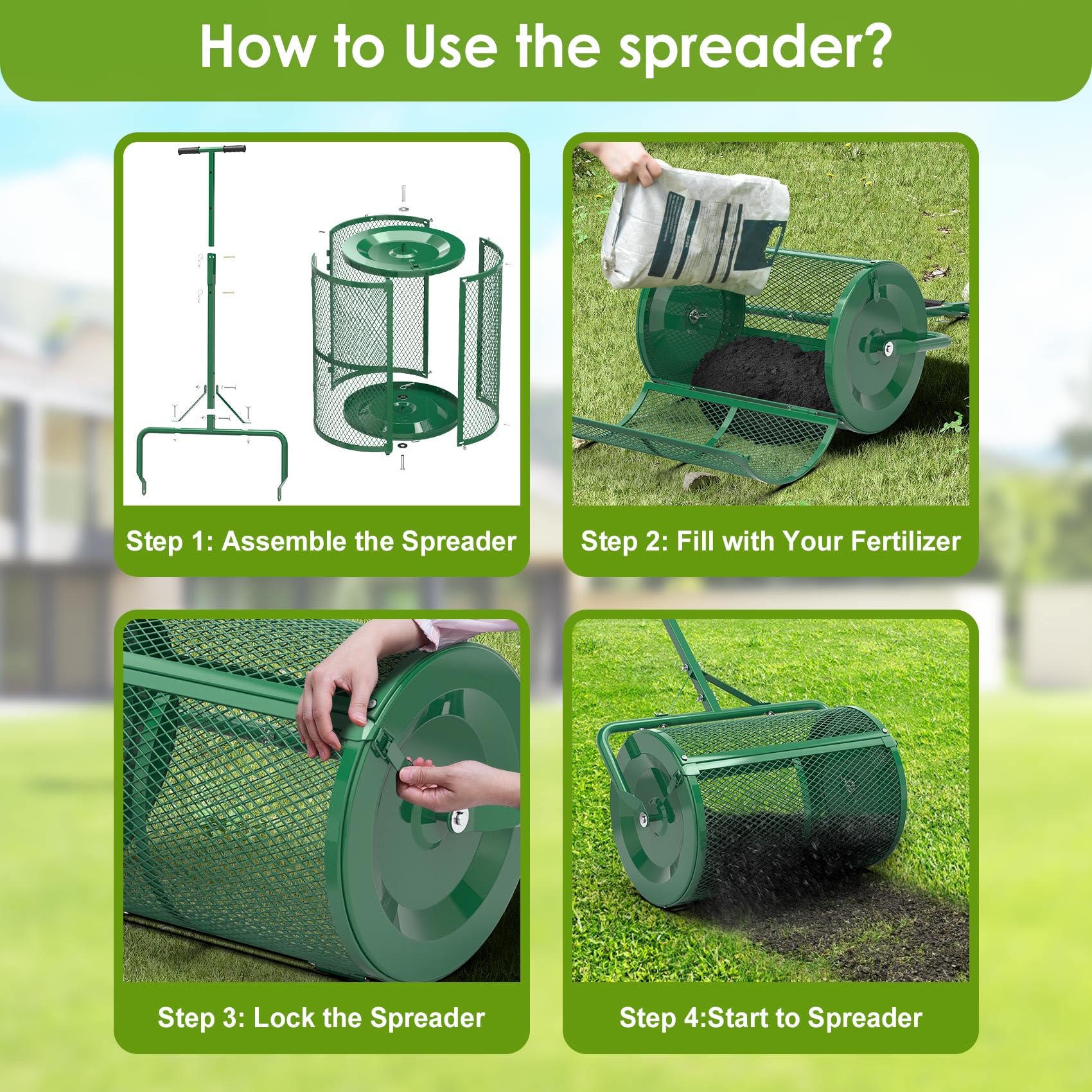 Seeutek compost spreader 2.8-cubic-foot capacity boosts efficient topdressing