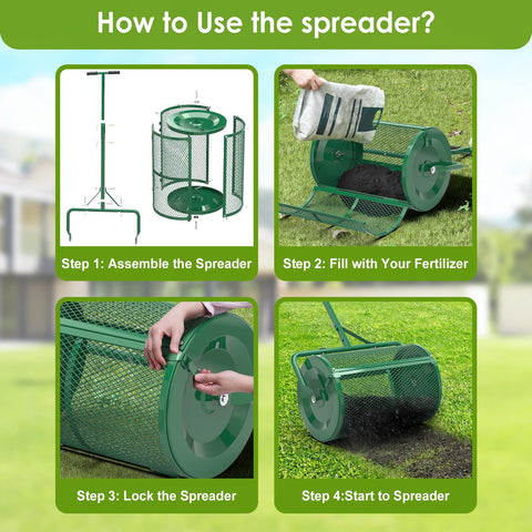 Seeutek compost spreader 2.8-cubic-foot capacity boosts efficient topdressing