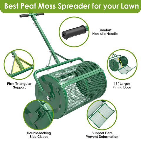 Seeutek compost spreader height adjustment allows precise spreading on slopes