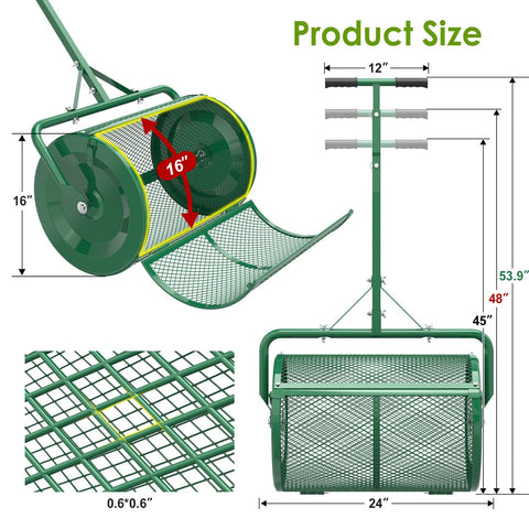 Seeutek compost spreader covers over 300 square feet per pass