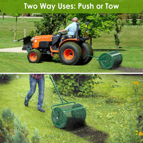 Seeutek compost spreader upgraded side latches keep drum closed during use