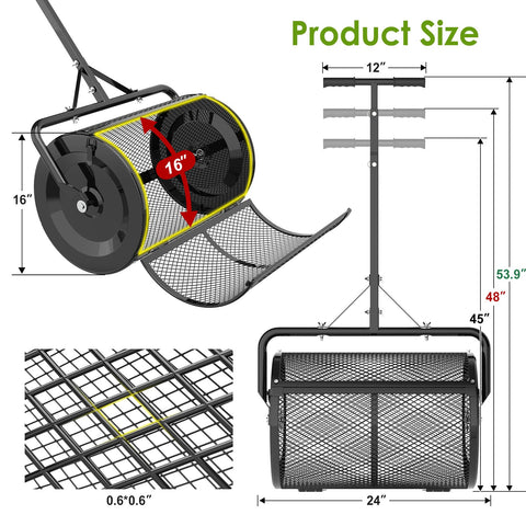 Seeutek powder-coated metal mesh top resists rust during spread