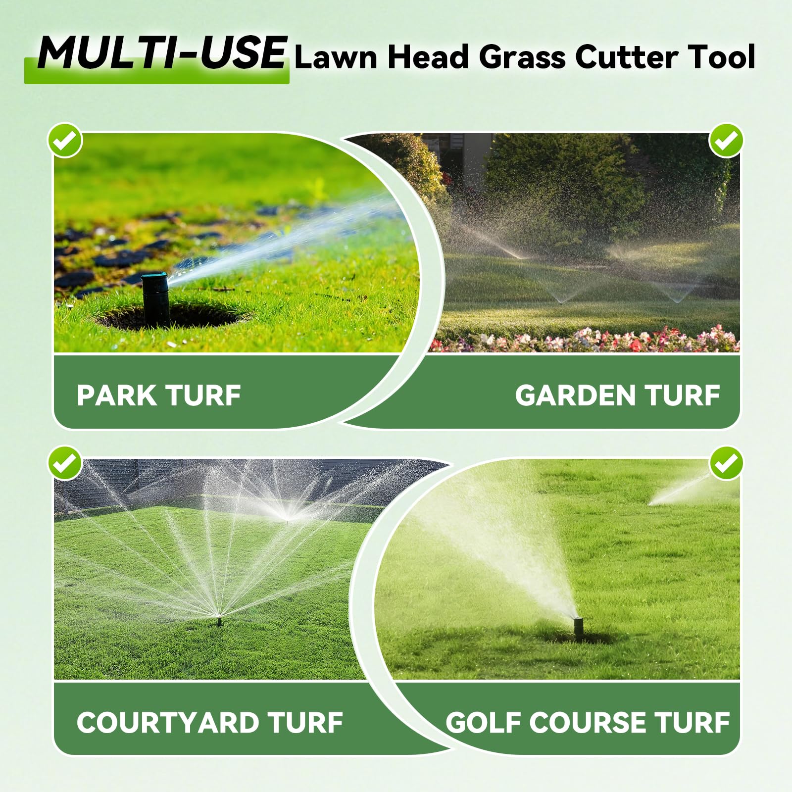 Sefream versatile lawn tool trims grass around sprinkler systems on lawns
