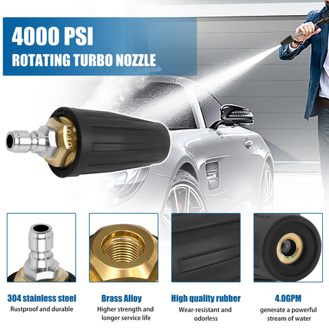 Sefream turbo nozzle quick-connect enables fast setup for high-pressure washing tasks.