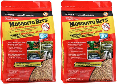 SEGMINISMART Summit Mosquito Bits bottle with Quick Kill formula for outdoor standing water treatment.
