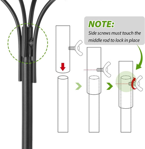 SEGNAYEN 25mm hollow metal pole resists bending in gusty winds