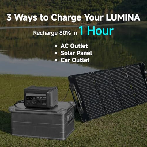 Lumina 500 AC outlet image demonstrates essential power access outdoors.