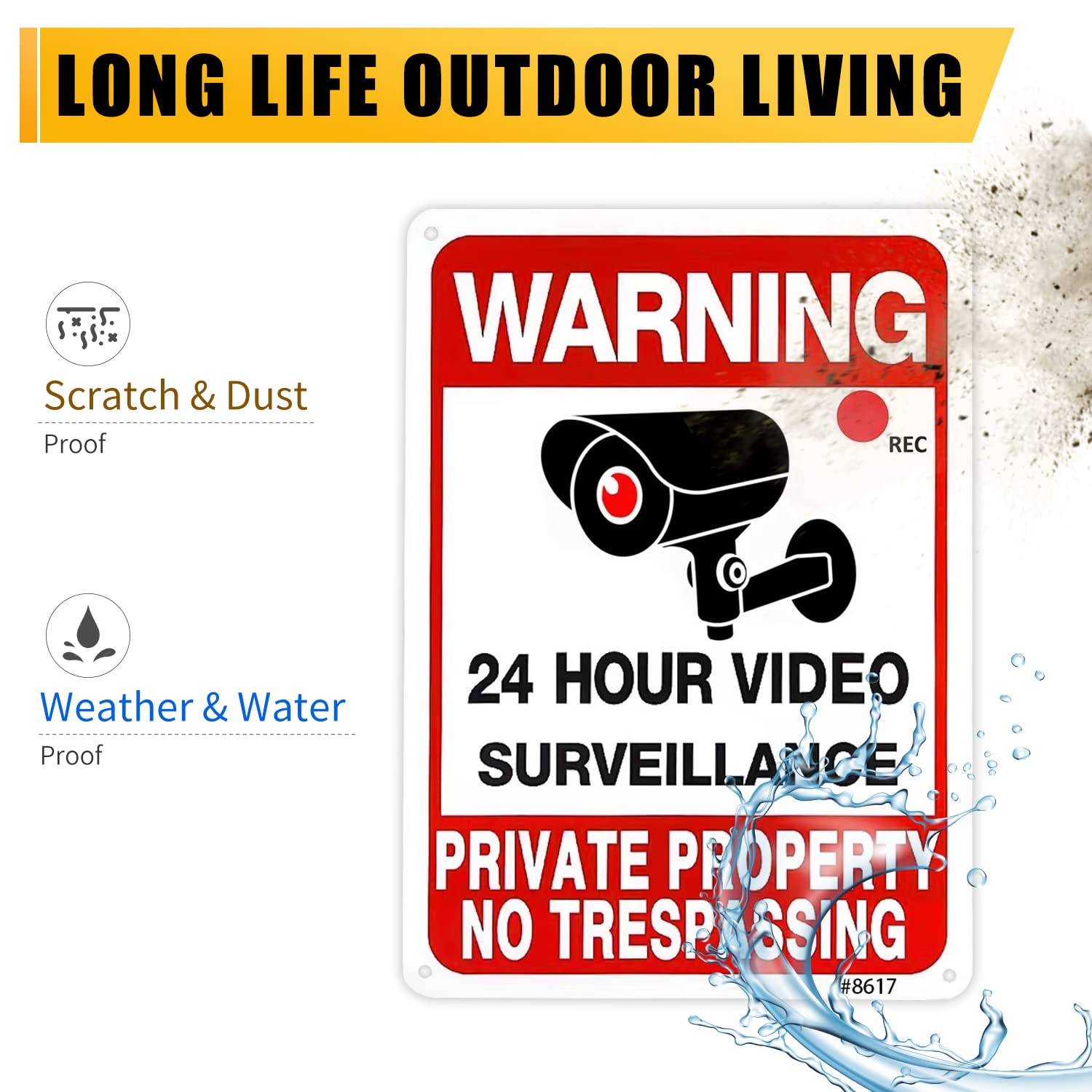 SEHINU video surveillance warning sign 10x7 ideal for driveways and property entry.